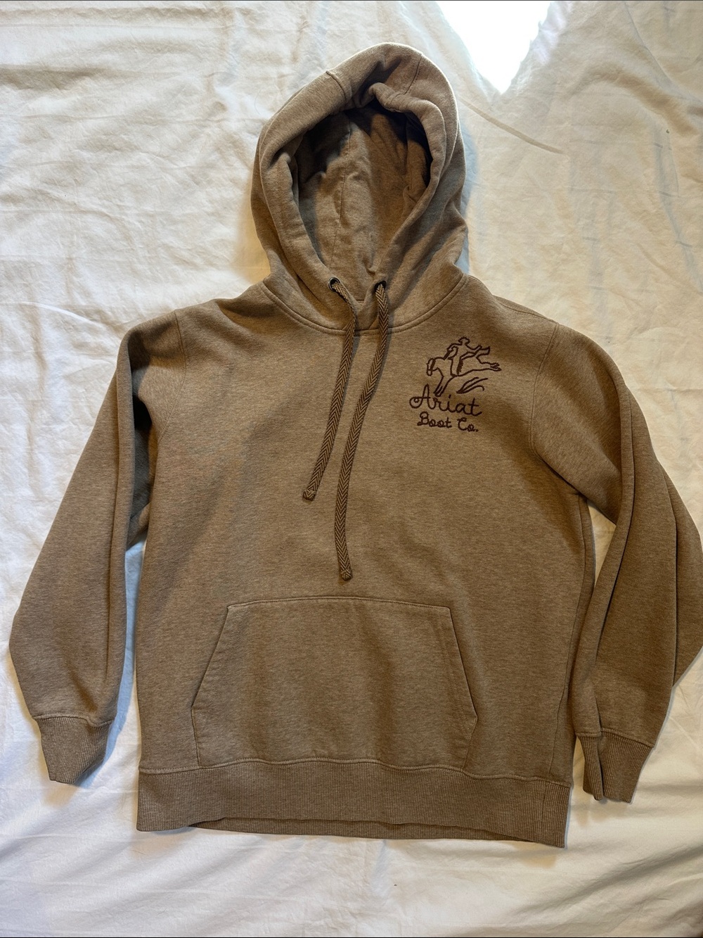 Ariat Tan Pullover Hoodie with Embroidered Logo